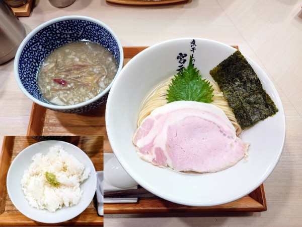 「限定 冷やし昆布水つけ麺(塩)+〆ライスわさび付き」@煮干しつけ麺 宮元の写真