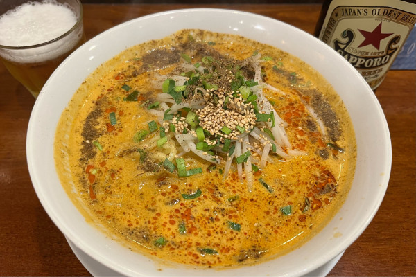 「えびみそ担々麺+赤星+餃子」@永吉の写真