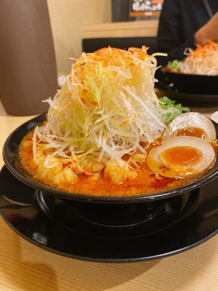 「とろ旨ホルモンヌ（白ネギ+味玉）」@宇部味噌らぁめん 長州屋 神原店の写真