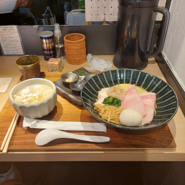 「特製帆立の昆布水つけ麺大盛 白＋帆立と佃煮ご飯」@Tokyo Style Noodle ほたて日和の写真