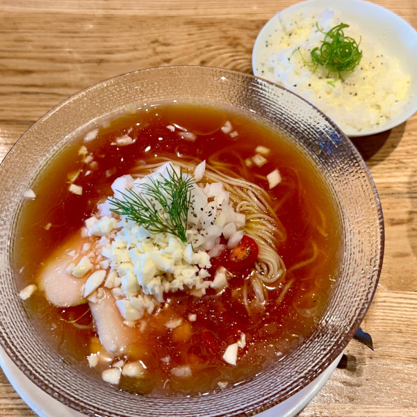 「【限定】冷製トマトの煮干しらぁ麺＋リゾット用ご飯」@麺屋 YAMATOの写真