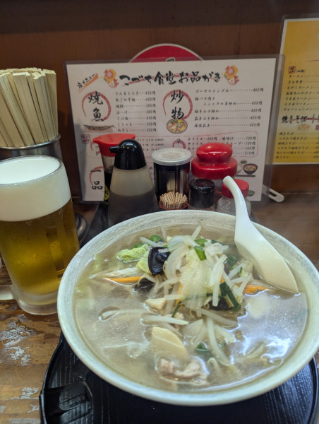 「五目タンメン+中ジョッキ」@こづち食堂の写真