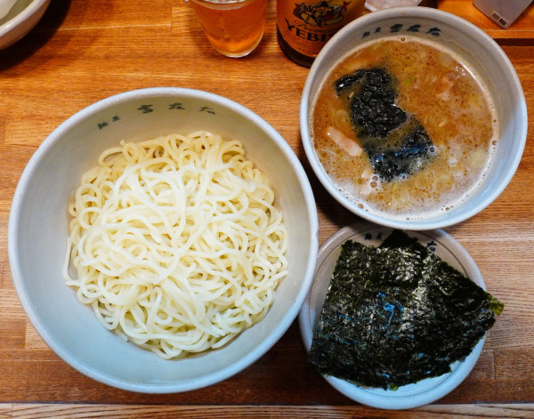 「味玉つけ麺＋のり＋エビスビール小瓶」@麺屋吉左右の写真