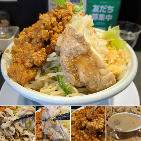 「キーマカレー二郎系冷やし中華(限定)　1100円」@らーめん 三極志の写真