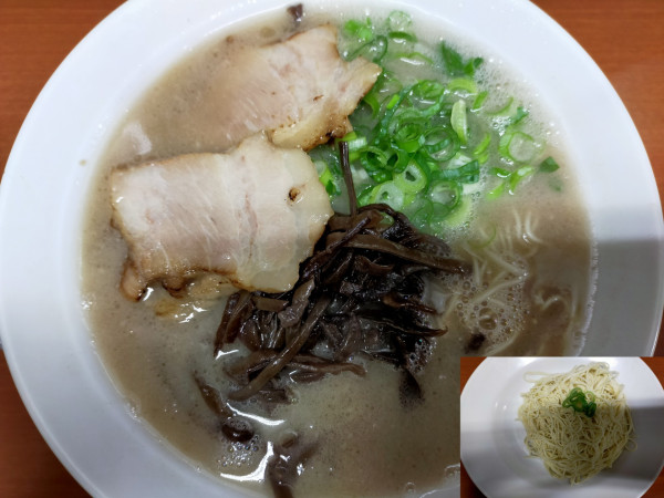 「白龍ラーメン750円(替玉1玉無料)+替玉100円」@博多豚骨らーめん 龍吟軒の写真