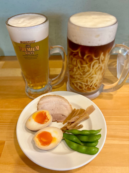 「【限定】ぼくのビール麺＋生中ジョッキ」@麺屋 はちどりの写真