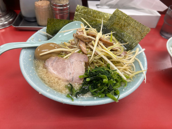 「ネギコテラーメン　のり　味玉　カタコイオオ」@ラーメンショップ 石下店の写真
