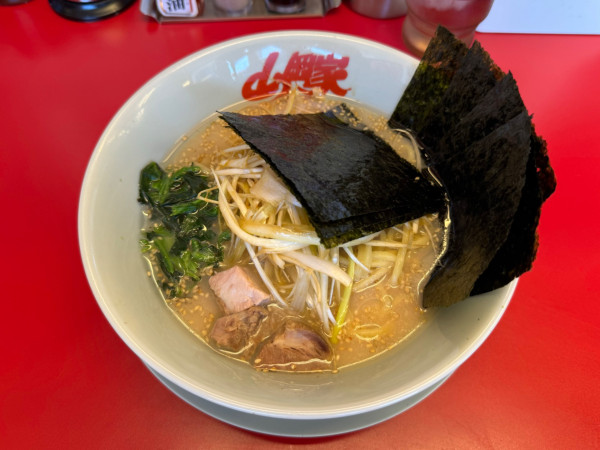 「塩ネギラーメン＋海苔（クーポン無料）」@ラーメン山岡家 松戸北小金店の写真