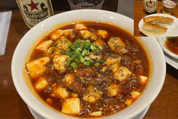 「【限定】麻婆麺+赤星+レモンサワー+餃子+半ライス」@永吉の写真