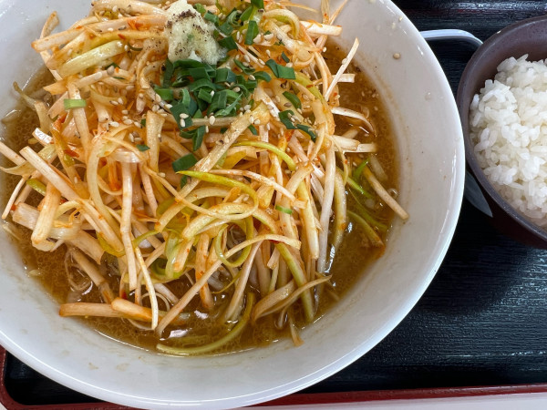 「ネギ味噌ラーメン、ライス」@ラーメンガキ大将 谷田部店の写真