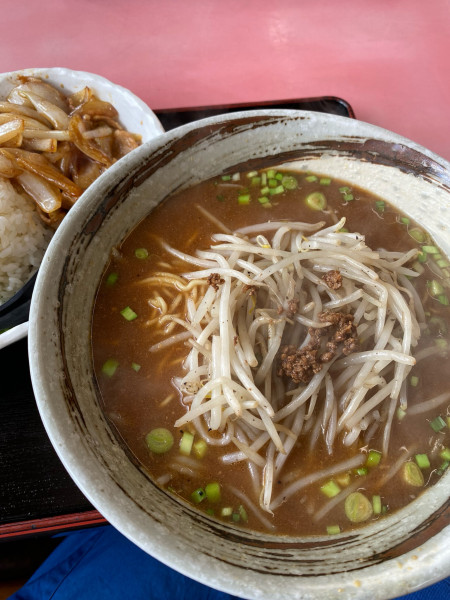 「（ランチ）味噌ラーメン➕豚の焼肉丼➕麺固め９００円」@珍來 牛久店の写真