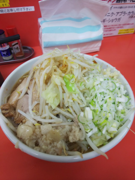 「ラーメン中  ヤサイニンニクちょい アブラ、カラメ、ネギ」@らー麺 ぶたのジョーの写真