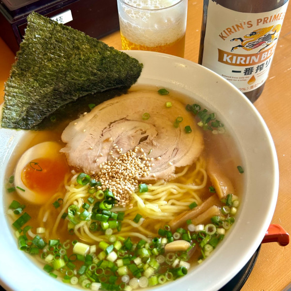 「鯛塩ラーメン＋瓶ビール」@まるなかの写真