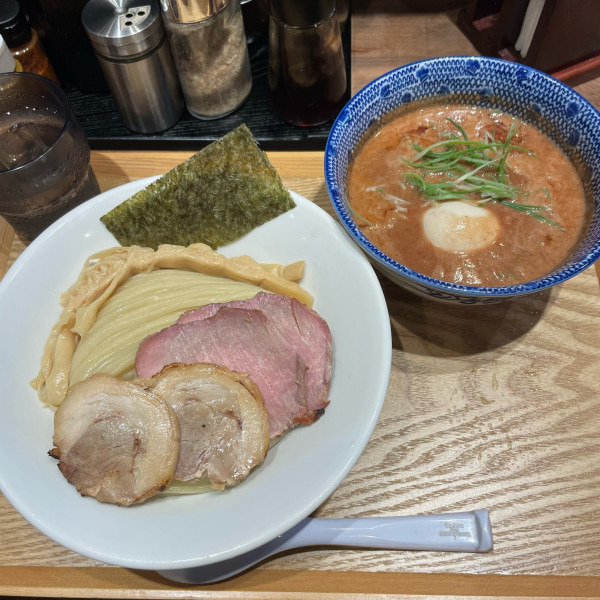 「特製濃厚海老つけ麺+和え玉(たまり醤油)」@麺処 明りの写真