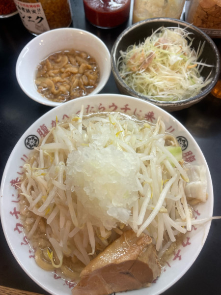 「ふじ麺　中盛　付け脂　白髪ネギ」@山勝角ふじ 南流山店の写真