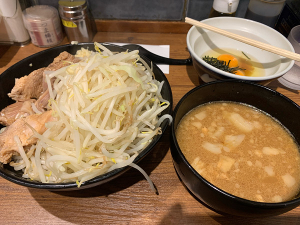 「つけ麺+生とじ卵」@ラーメン豚嵐の写真