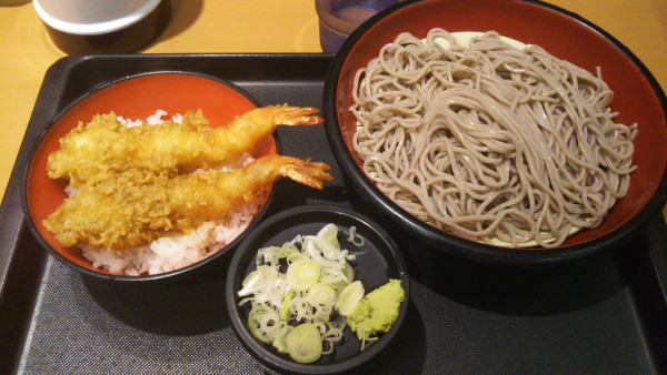 「ミニ海老天丼セット」@名代 富士そば 水道橋店の写真