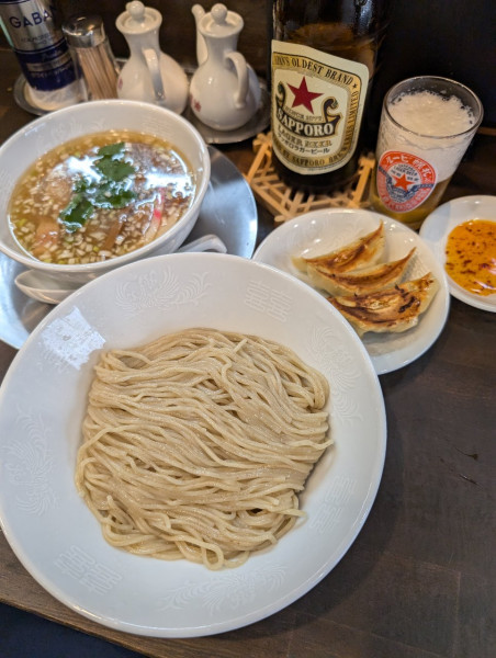 「【夏至限定】塩つけ麺＋赤星＋自家製餃子3個」@自家製麺 うるちの写真