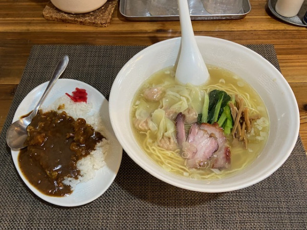 「塩ラーメン（ワンタン5個）＋ミニカレー」@らーめん穀雨の写真