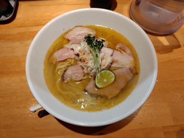 「蟹とヤガラの濁りらぁ麺1500円（2日間のみ各日10食限定）」@麺家 たけ田の写真