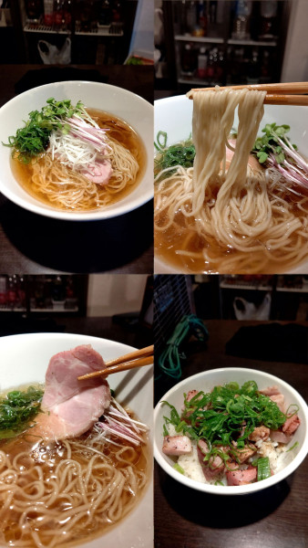 「『塩らぁ麺+冷やしに変更+炙りチャーシュー丼』」@のど黒らぁ麺 永屋の写真