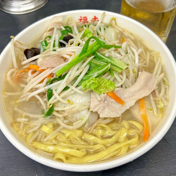 「タンメン+生ビール(中)」@中華 福吉の写真