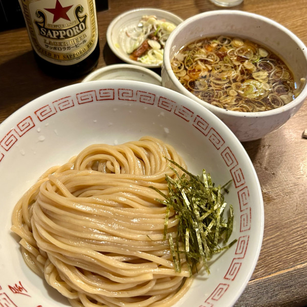 「三角屋つけめん+瓶ビール 中瓶(赤星)」@三角屋 暖 -DAN-の写真