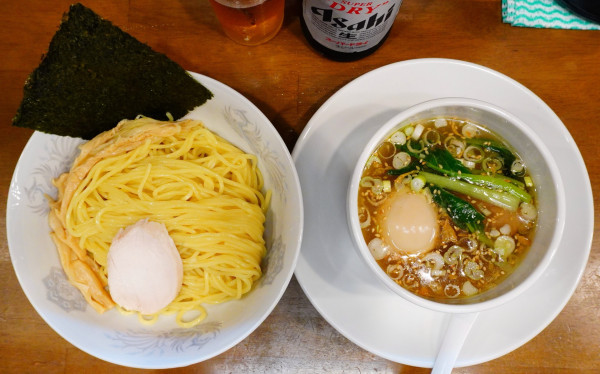 「塩つけめん＋味玉＋瓶ビール」@らーめん曳舟の写真