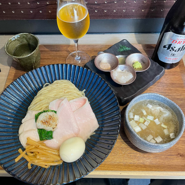 「｢特製｣帆立の昆布水つけ麺 白【塩】+瓶ビール」@Tokyo Style Noodle ほたて日和の写真