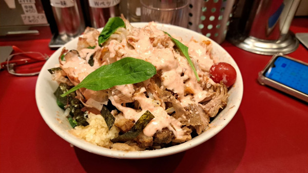 「冷やし汁無し1200円+ちょこっと豚200円」@豚らーめん ミドリカワの写真