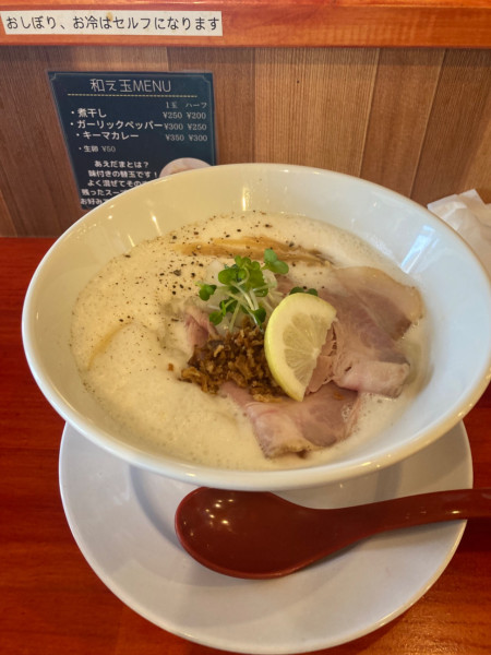 「白湯 和え玉煮干し 1150💴」@らーめん コットンポットの写真