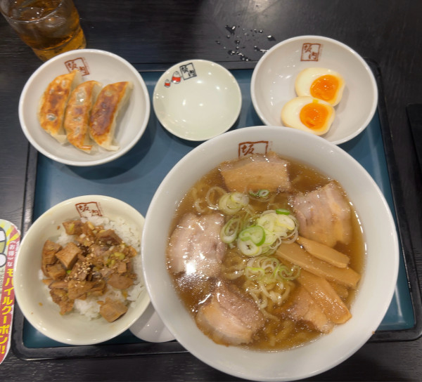 「満足B定食 ミニわさび醤油の焼豚ご飯」@喜多方ラーメン 坂内 蘇我店の写真