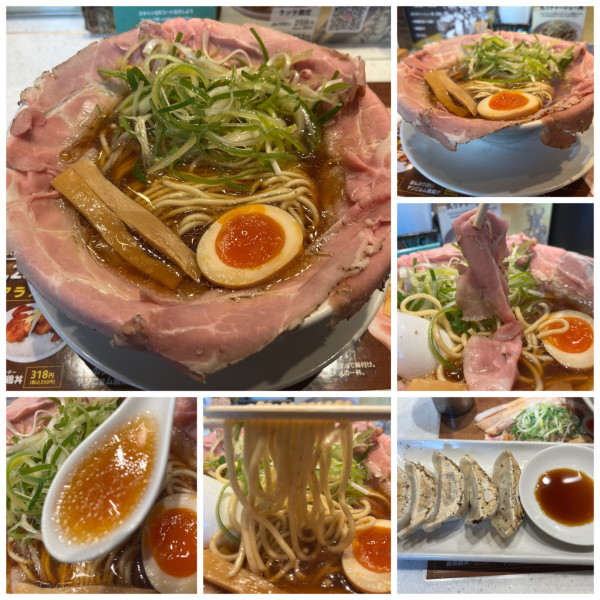 「絶品特製ねぎピストル（煮玉子ハーフ付き）1190円黒豚餃子」@ラーメン大戦争 西新宿店の写真