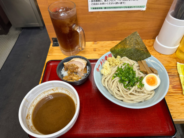 「魚介豚骨つけ麺（並盛・300g）＋ミニ焼豚丼1,200円」@ラーメン赤沼の写真