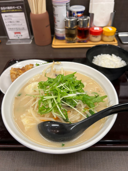 「濃厚タンメン(ハーフ)750円＋から揚げセット250円」@埼玉タンメン 山田太郎 越谷谷中町店の写真