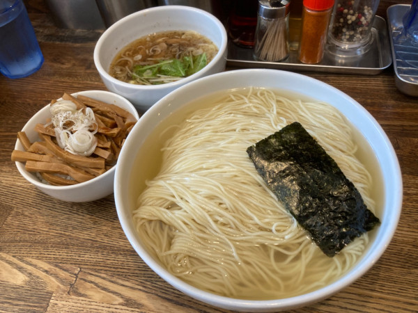 「汐のつけそば(特盛)+メンマご飯」@Tomboの写真