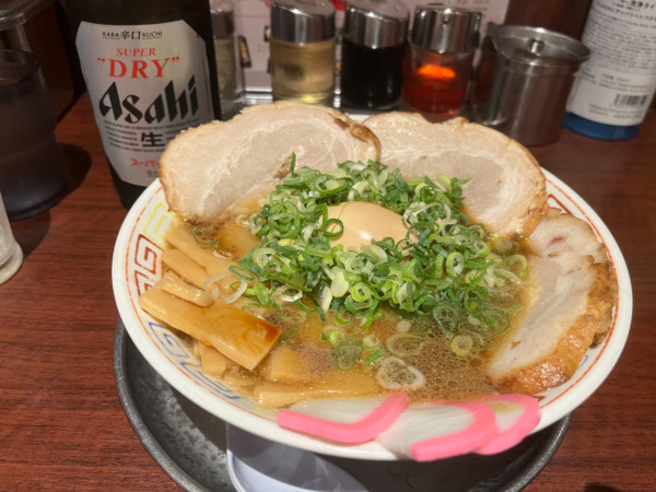 「アサヒスーパードライ中瓶〜多具山らーめん」@紀州和歌山ラーメン まっち棒 溝の口店の写真