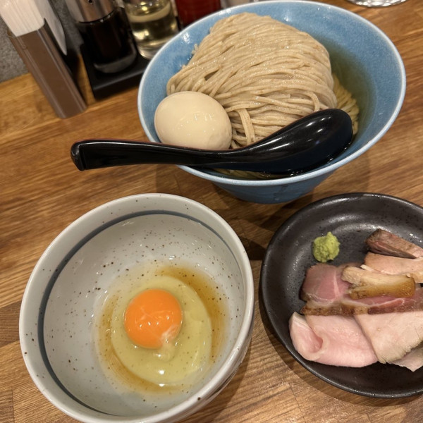 「あおさ水麺卵つけそば」@麺処 青野の写真
