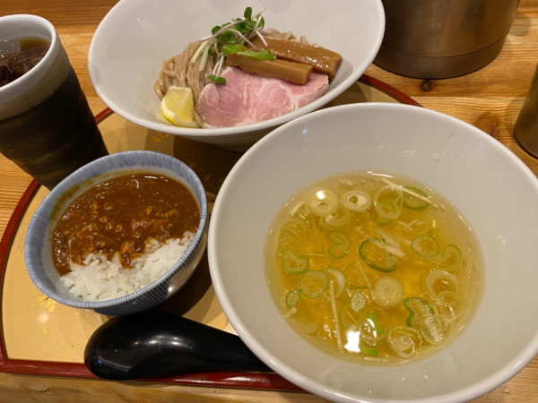 「ランチセット（塩つけ麺＋ミニカレー＋烏龍茶）」@RAMEN百舌鳥の写真