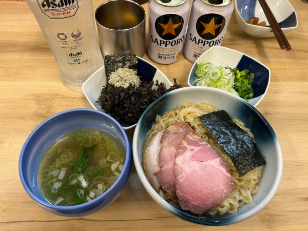 「昆布水つけ麺 塩+のり+とろろ昆布+ネギ+🍺🍺+🍹」@麺処 有彩の写真