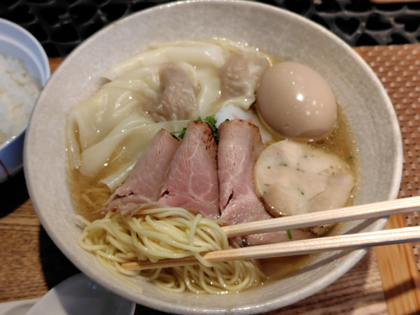 「特製·塩(細麺)·麺大盛·ごはん」@中華蕎麦 麺ノ歌の写真