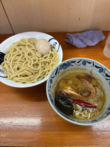 「カレーつけ麺(300g)＋味玉＋ライス」@自家製麺 福は内の写真