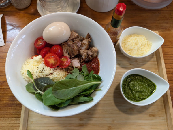 「トマトまぜそばS+バジル+粉チーズ」@アメノオトの写真