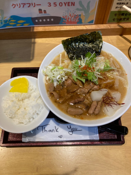 「もつ煮麺　ラーパス　半ライス」@とりよしらーめん 前橋千代田町本店の写真