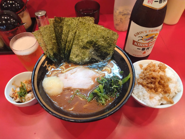 「ラーメン(並)¥900+のり¥150+ライス¥100+ビール」@横濱家系ラーメン 五代目 野中家の写真
