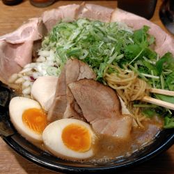 特製濃厚煮干しらーめん·こだわり白米(普通)·長ネギ