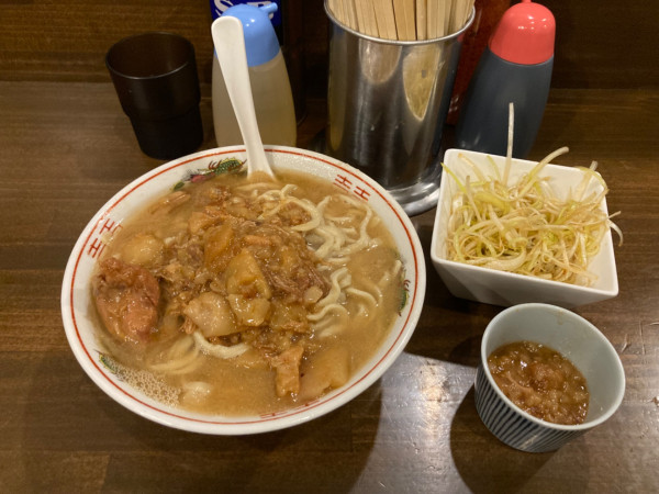 「ラーメン（豚抜き）+和えネギ×2 1190円」@男気らーめんアカギ 新田木崎店の写真