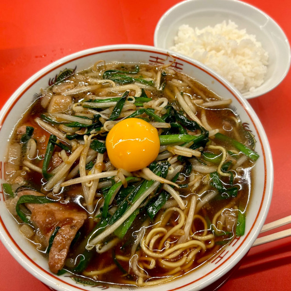 「レバニラ中華そば（小ライス付き）」@レバニラ中華 満腹の写真