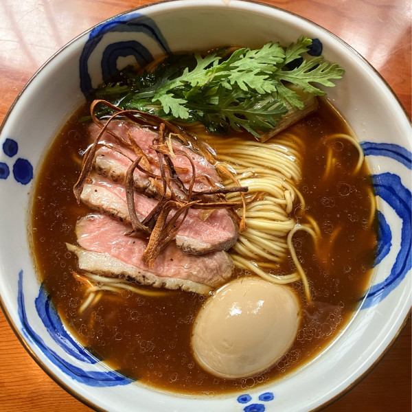 「鴨そば1100円味玉CP【限定】」@FOOD TRUCK むべの写真