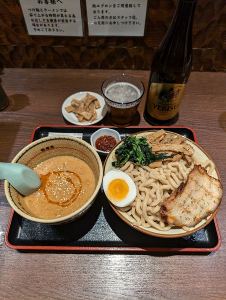 「ごまづけ麺＋ビンビール＋カラシビ」@麺屋こうじの写真